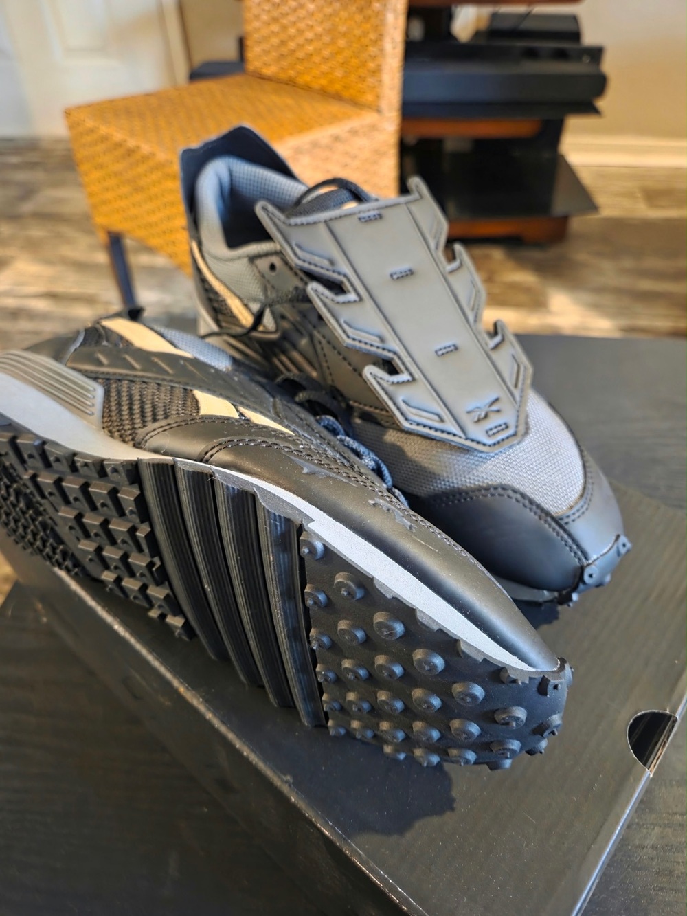Reebok Men's Gray and Black Trail-Style Sneakers